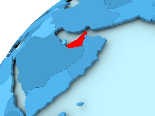 Emirados Árabes Unidos no globo azul — Fotografia de Stock