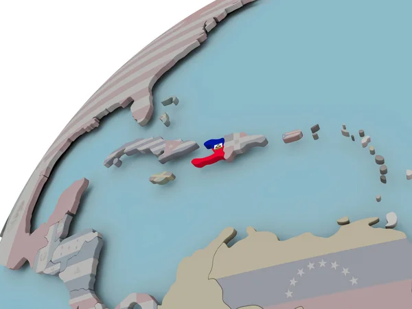 Mapa Haiti s vlajkou — Stock fotografie