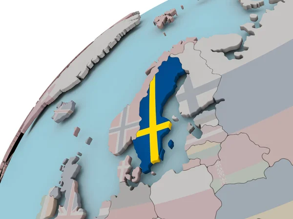 国旗的瑞典地图 — 图库照片