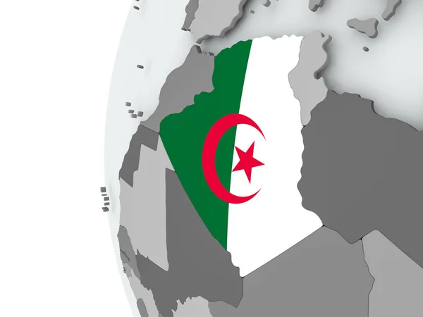 Algeria sul globo con bandiera — Foto Stock