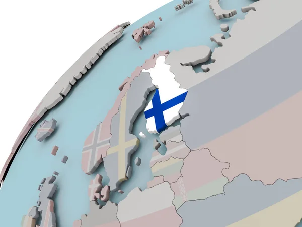 Mapa Finlandii z flagą — Zdjęcie stockowe