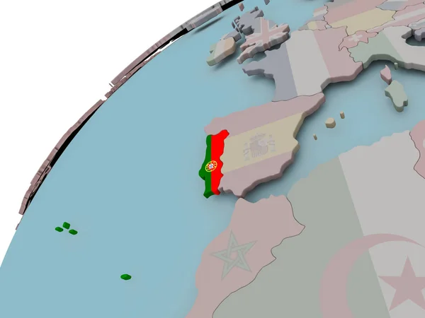 Mappa del Portogallo con la bandiera — Foto Stock