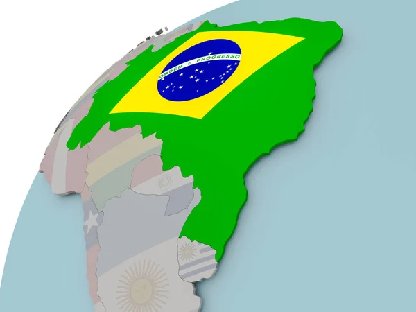 Map of Brazil with flag — Stock Photo, Image