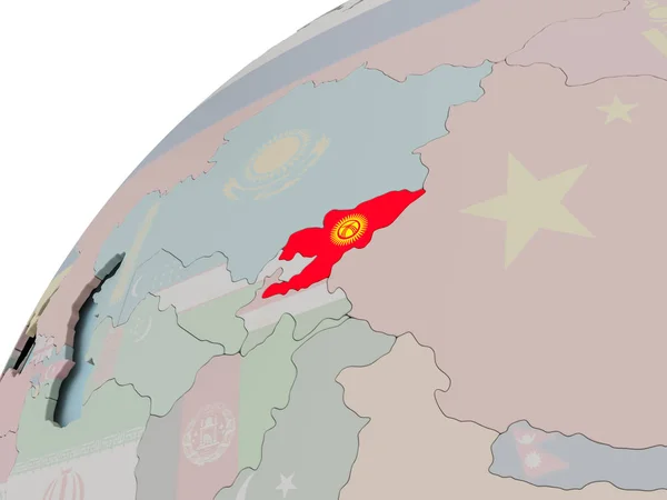 Карта Киргизстан з прапором — стокове фото