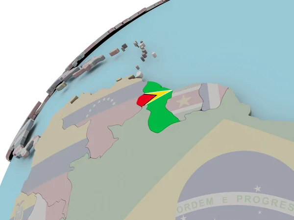 Mapa z Guyany s příznakem — Stock fotografie