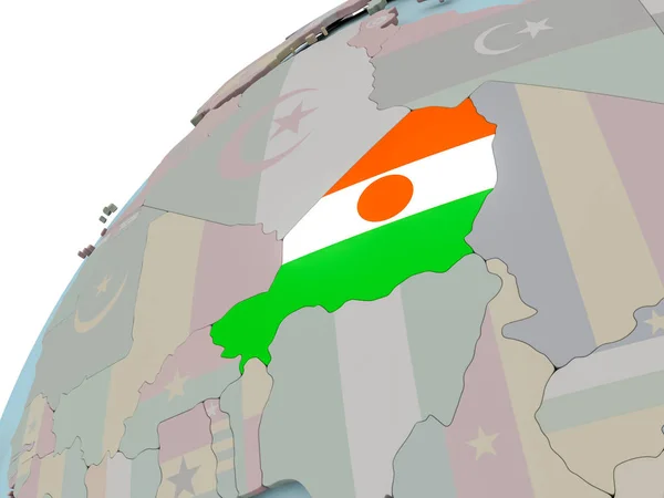 Kaart van Niger met vlag — Stockfoto