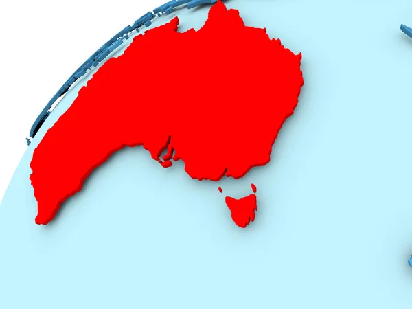 Australia on blue globe — Stock Photo, Image