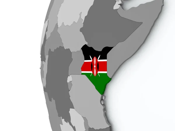 Kenya sur le globe avec drapeau — Photo