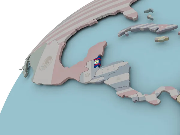 Mapa Belize z flagą — Zdjęcie stockowe