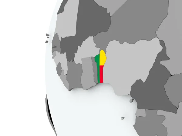 Benin sul globo con bandiera — Foto Stock