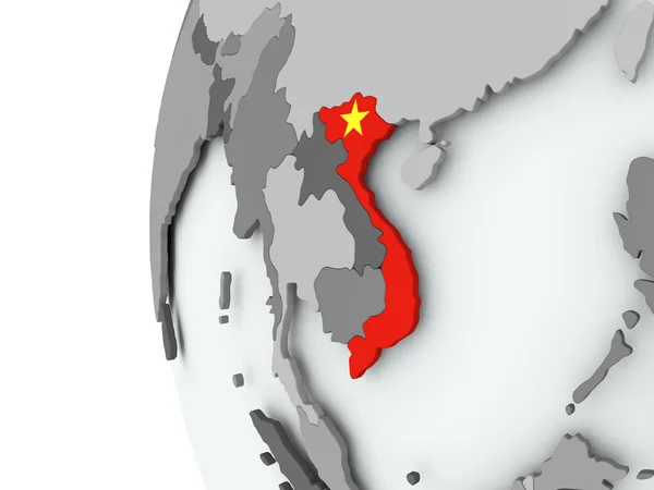 Vietnam on globe with flag — Stock Photo, Image