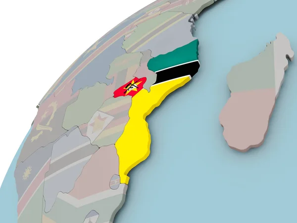 Carte du Mozambique avec drapeau — Photo