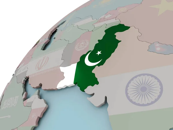 Mapa de Pakistán con bandera — Foto de Stock