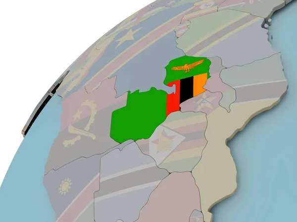 国旗的赞比亚地图 — 图库照片