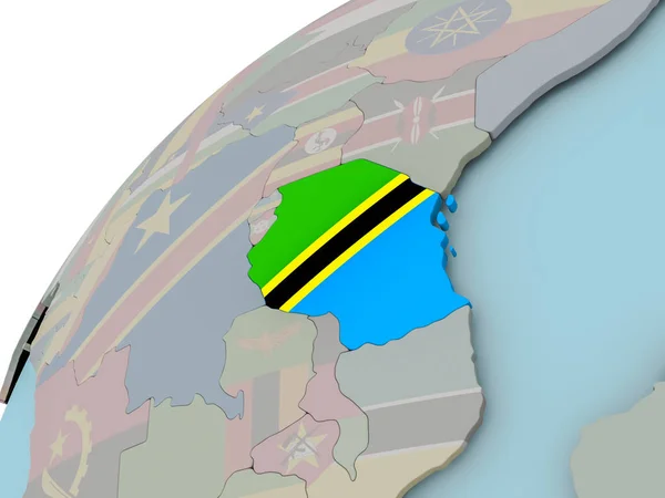 Karte von Tansania mit Fahne — Stockfoto