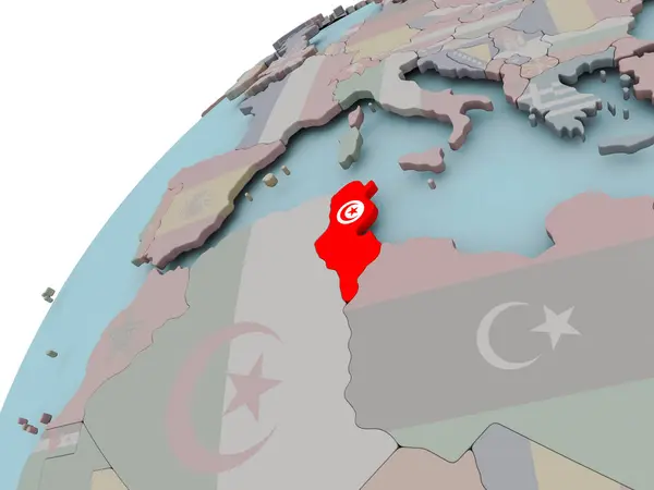 国旗的突尼斯地图 — 图库照片