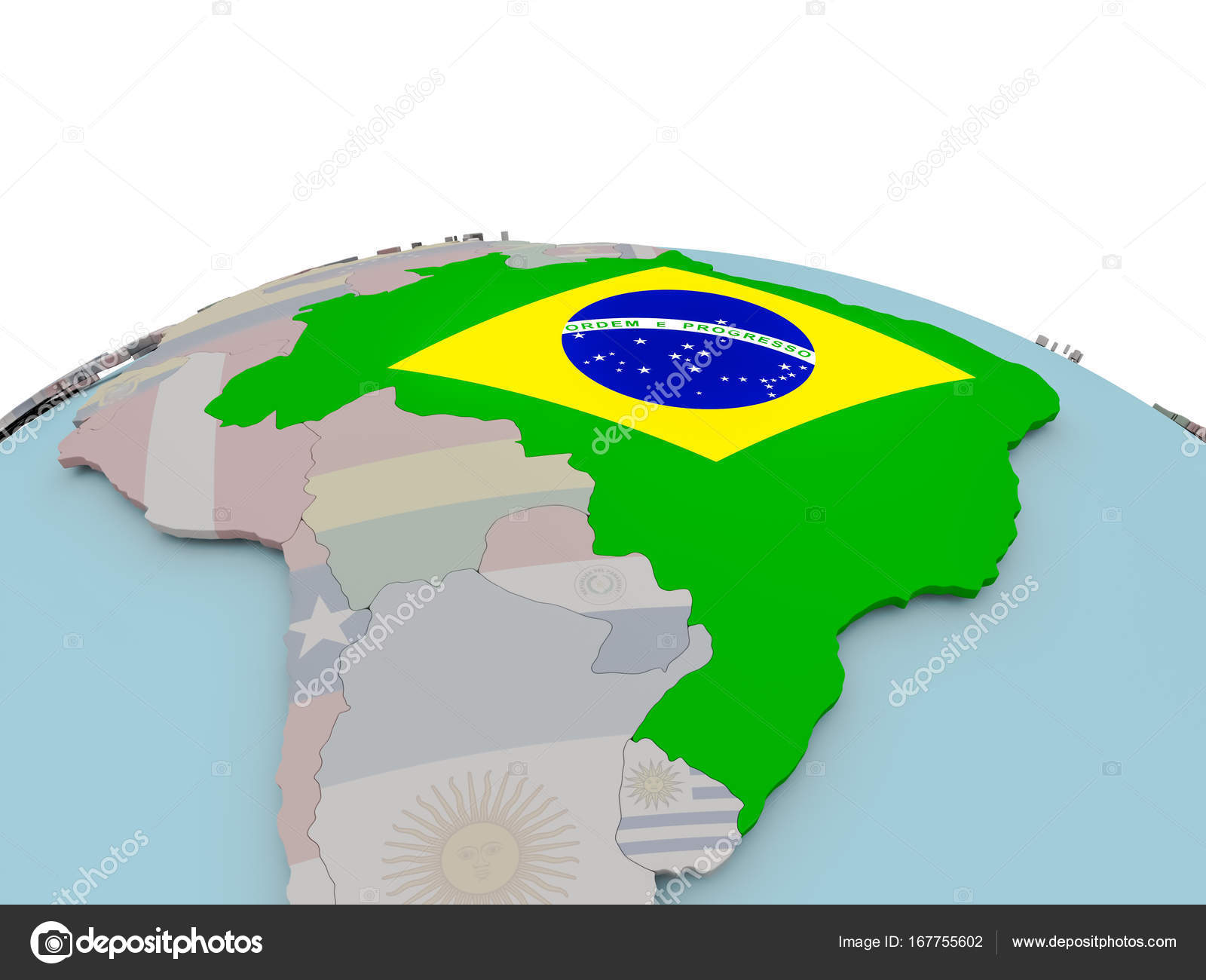 ブラジルの国旗と世界地図政治 ストック写真 C Tom Griger ブラジルの国旗と世界地図政治 ストック写真 C Tom Griger