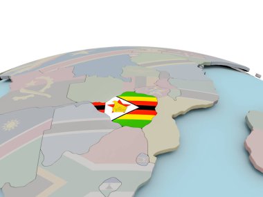 Zimbabve bayrağı ile dünya üzerinde siyasi Haritası