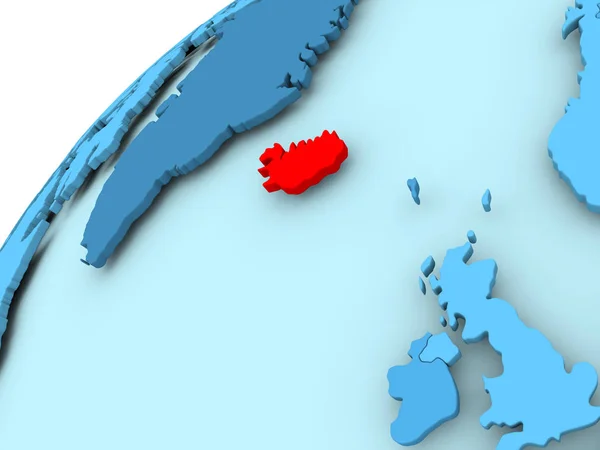 Исландия на голубом шаре — стоковое фото