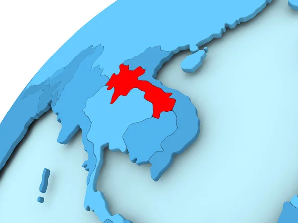 Laos on blue globe — Stock Photo, Image
