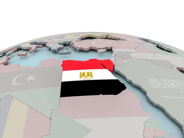 Political map of Egypt on globe with flag — Stock Photo, Image