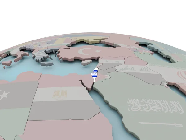 Carte politique d'Israël sur le globe avec drapeau — Photo