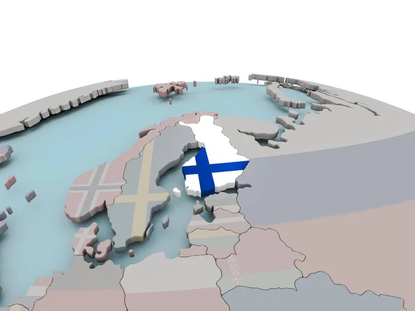 フィンランドの国旗と世界地図政治 — ストック写真