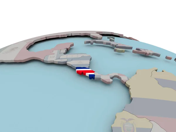 Carte politique du Costa Rica sur le globe avec drapeau — Photo