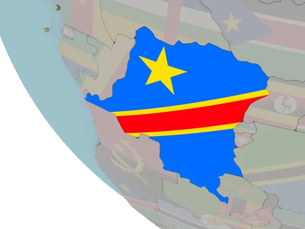 Democratic Republic of Congo with flag illustration — Stock Photo, Image