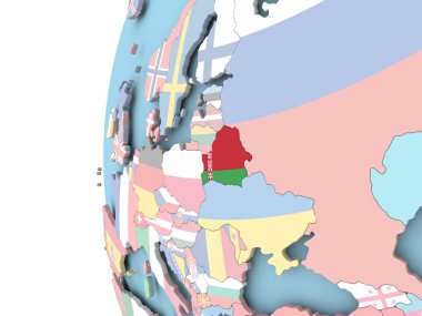 Beyaz Rusya bayrağı siyasi dünya üzerinde