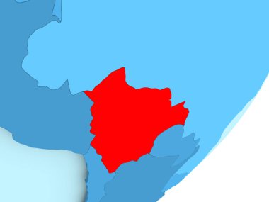 Bolivya'nın haritada mavi siyasi dünya