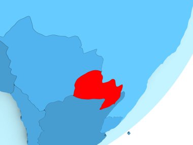 Paraguay Haritası mavi siyasi dünya üzerinde