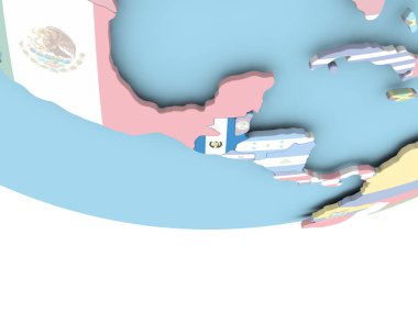 Guatemala Haritası dünya üzerinde bayrak ile