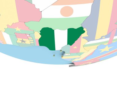 Nijerya Haritası dünya üzerinde bayrak ile