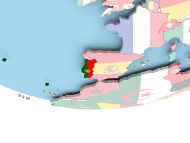 Portekiz Haritası dünya üzerinde bayrak ile