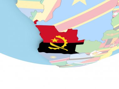 Dünya üzerinde bayrak ile Angola Haritası