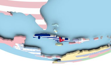 Küba Haritası dünya üzerinde bayrak ile