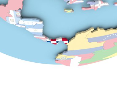 Panama Haritası dünya üzerinde bayrak ile