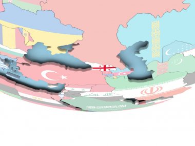 Gürcistan Haritası dünya üzerinde bayrak ile