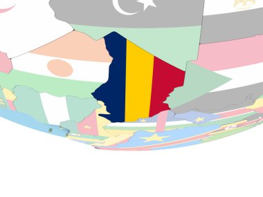 Çad Haritası dünya üzerinde bayrak ile