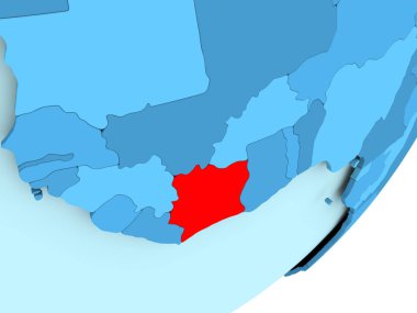 Fildişi Sahili Haritası mavi siyasi dünya üzerinde