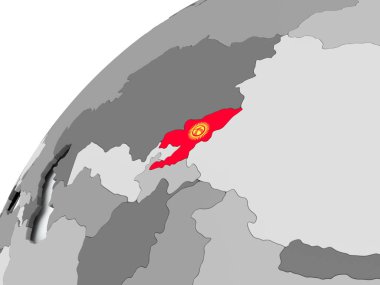 Kırgızistan bayrağı üzerinde gri Küre