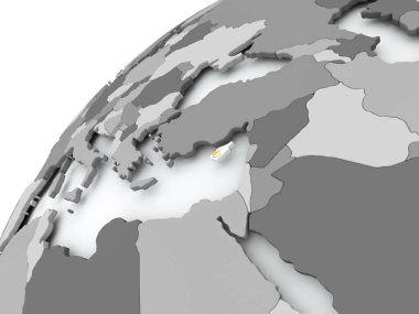 Kıbrıs bayrağı üzerinde gri Küre