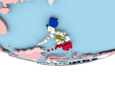 Filipinler Haritası dünya üzerinde bayrak ile