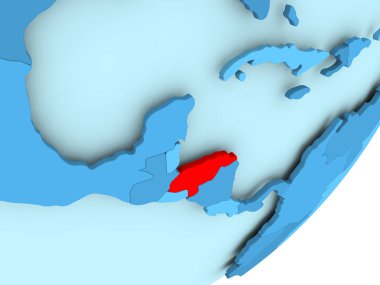 Honduras Haritası mavi siyasi dünya üzerinde