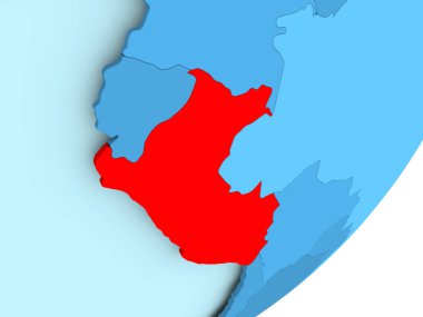 Peru Haritası mavi siyasi dünya üzerinde