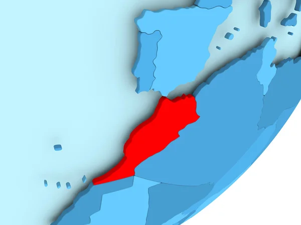 Na mapie Maroka na niebieski Globus polityczny — Zdjęcie stockowe
