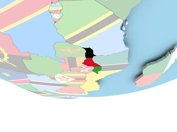 Zászló a globe Malawi Térkép — Stock Fotó