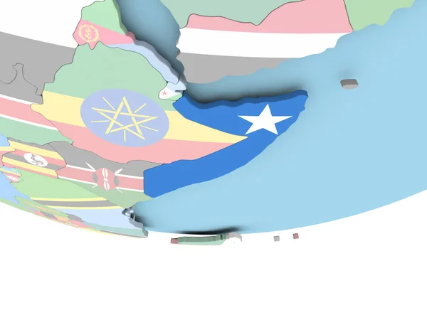 Mapa de Somalia con la bandera en el mundo —  Fotos de Stock