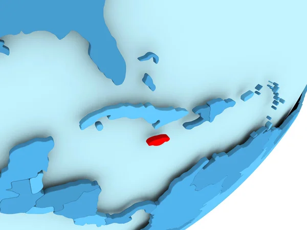 Карта Ямайки на голубом политическом глобусе — стоковое фото